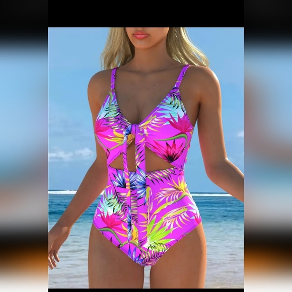 Vibrant Tropical One-Piece Swimsuit - Picture 1 of 3